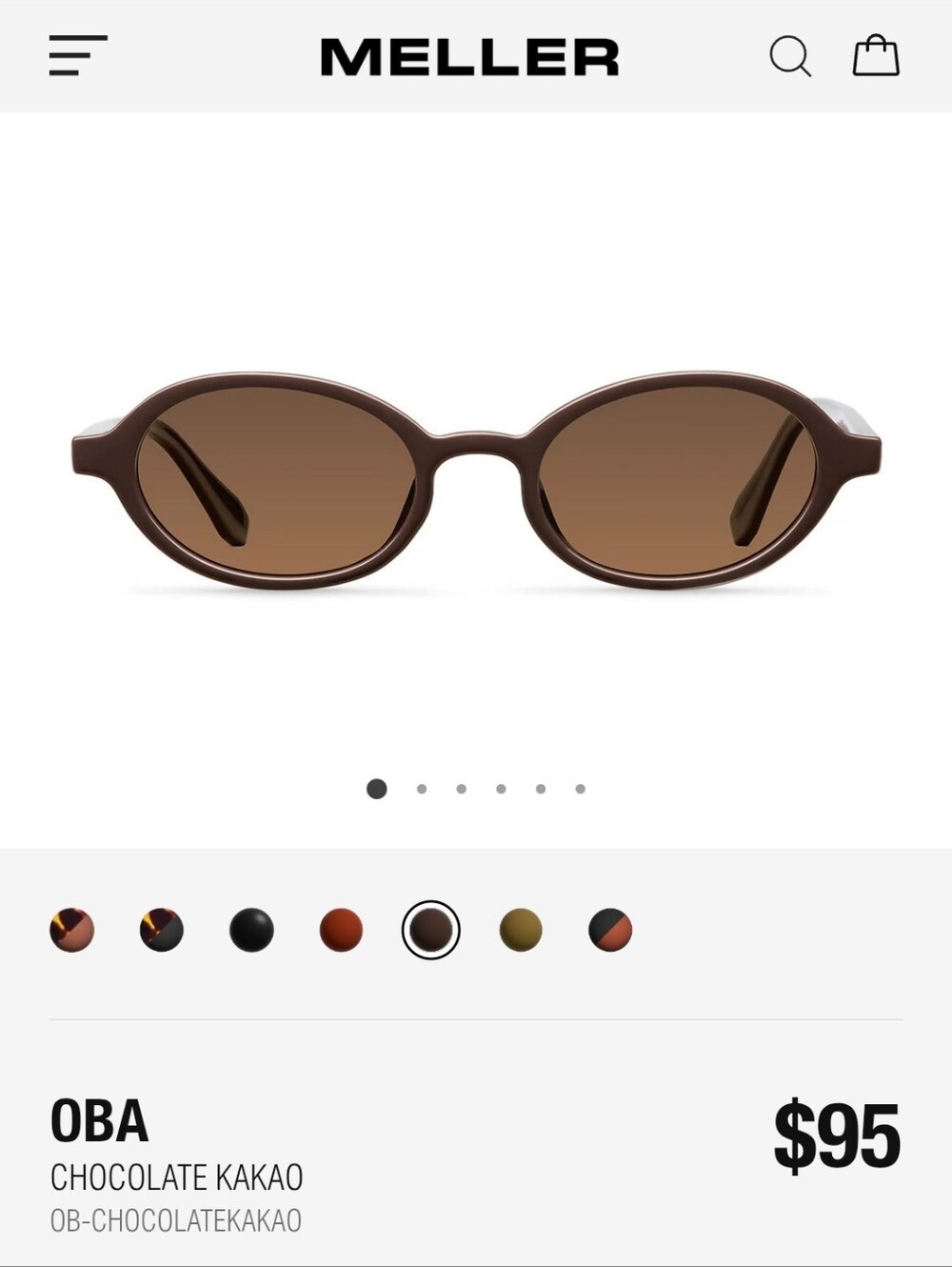 Meller 0BA Chocolate Kakao Oval Sunglasses - Brown